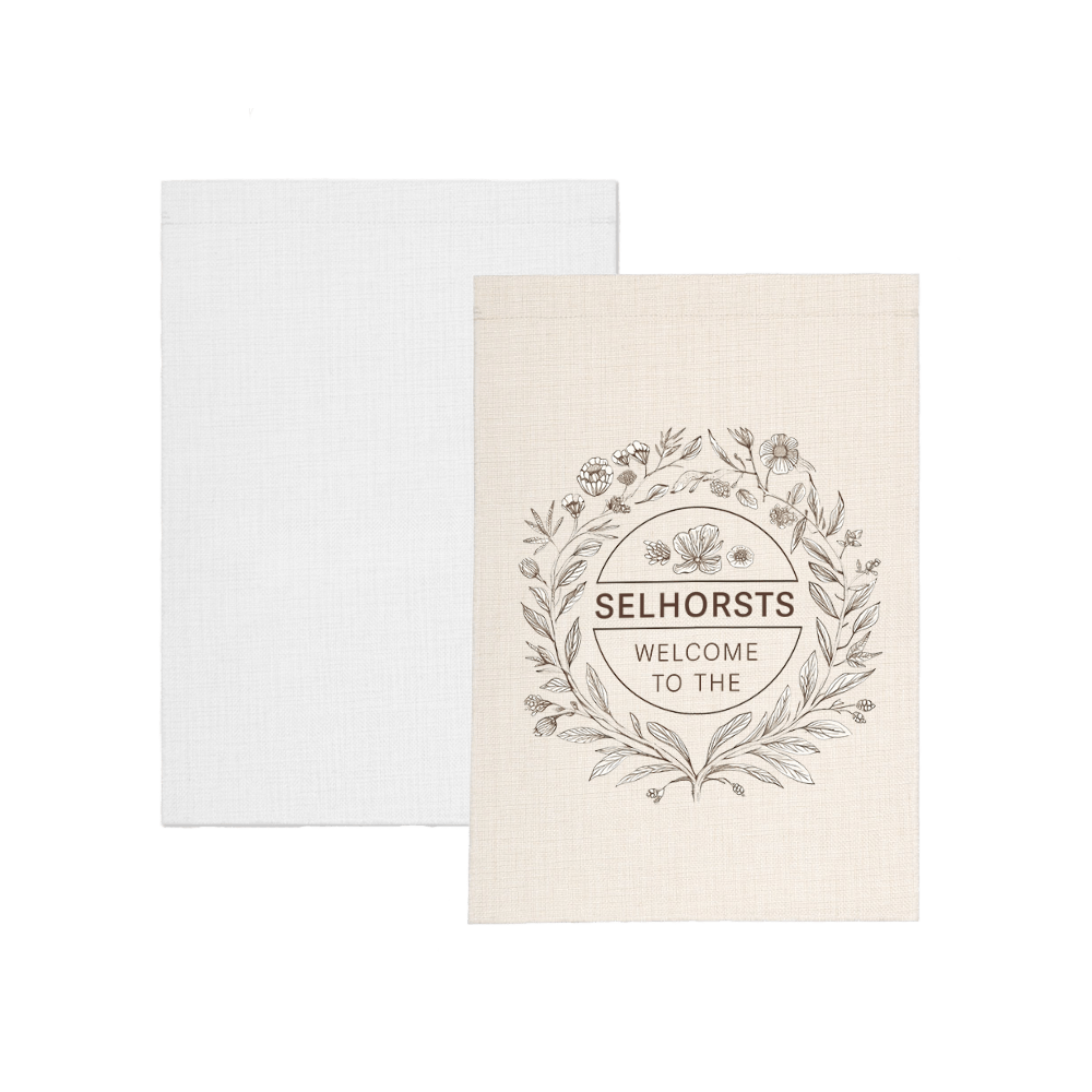 Natural and white linen garden flags