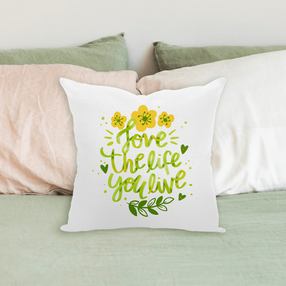 White linen pillow on bed