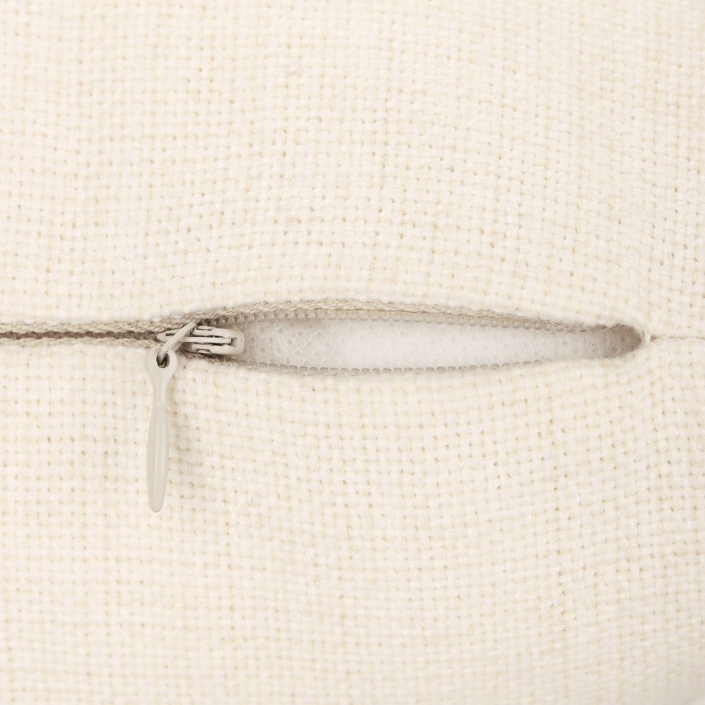 Zipper closure on linen lumbar pillow case