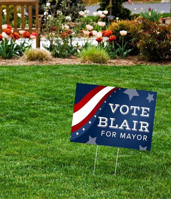 4mm 24" x 18" Corrugated Plastic Sheet with "H" Step Stake Kit personalized with election theme