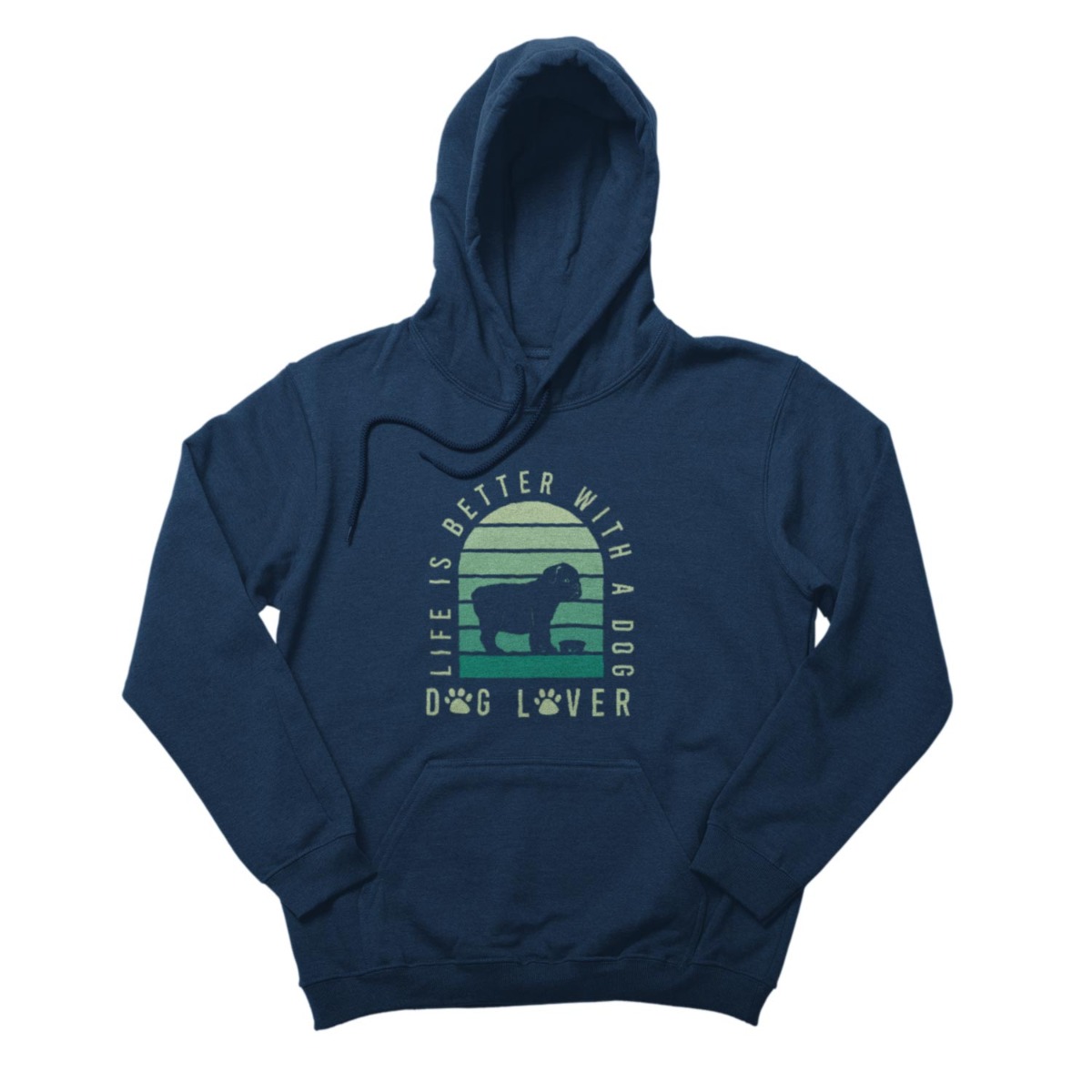 personalized light navy long  sleeve hooded shirt
