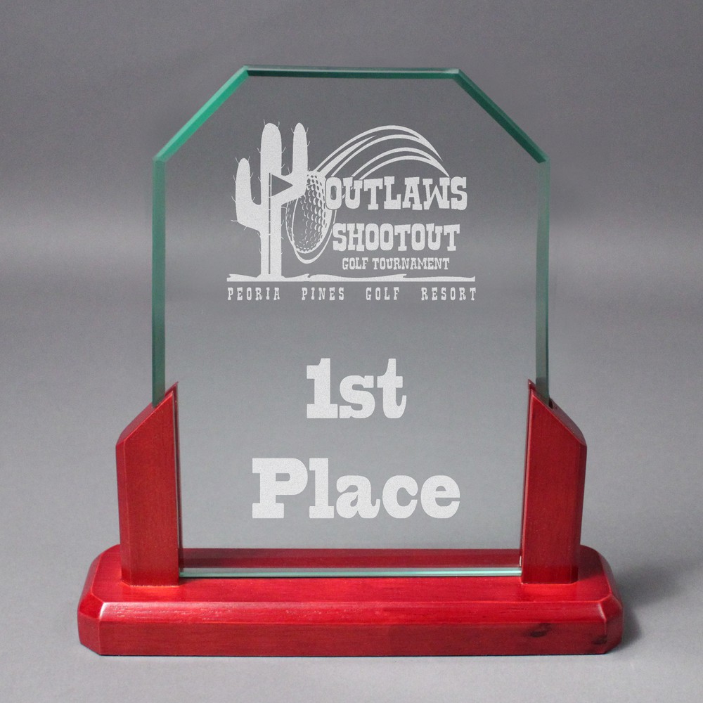 7-1/2" x 7-1/8" Glass & Wood Flat Top Award