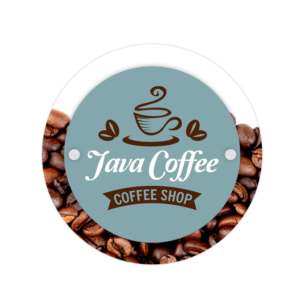 Coffee shop sign with coffee bean background