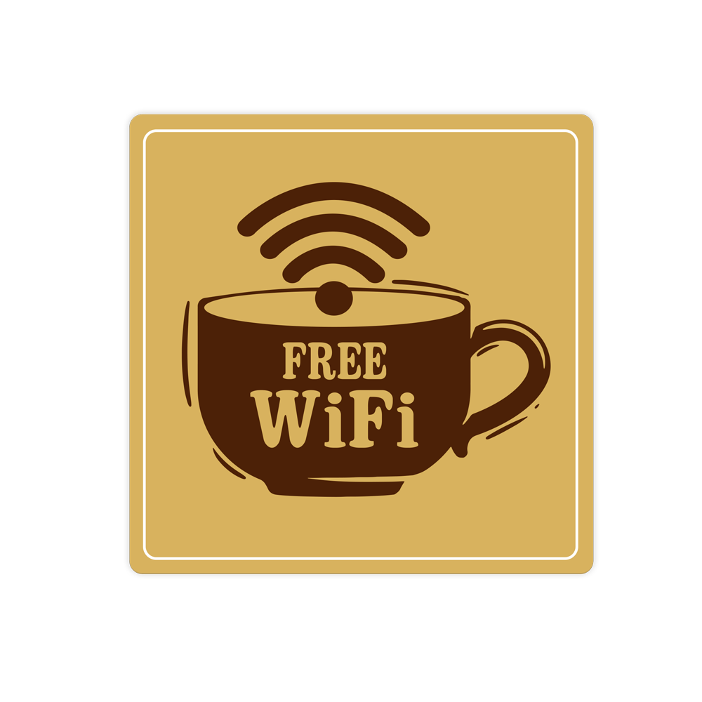 free wifi sign with coffee cup graphic