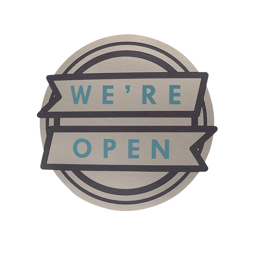 We're Open sign