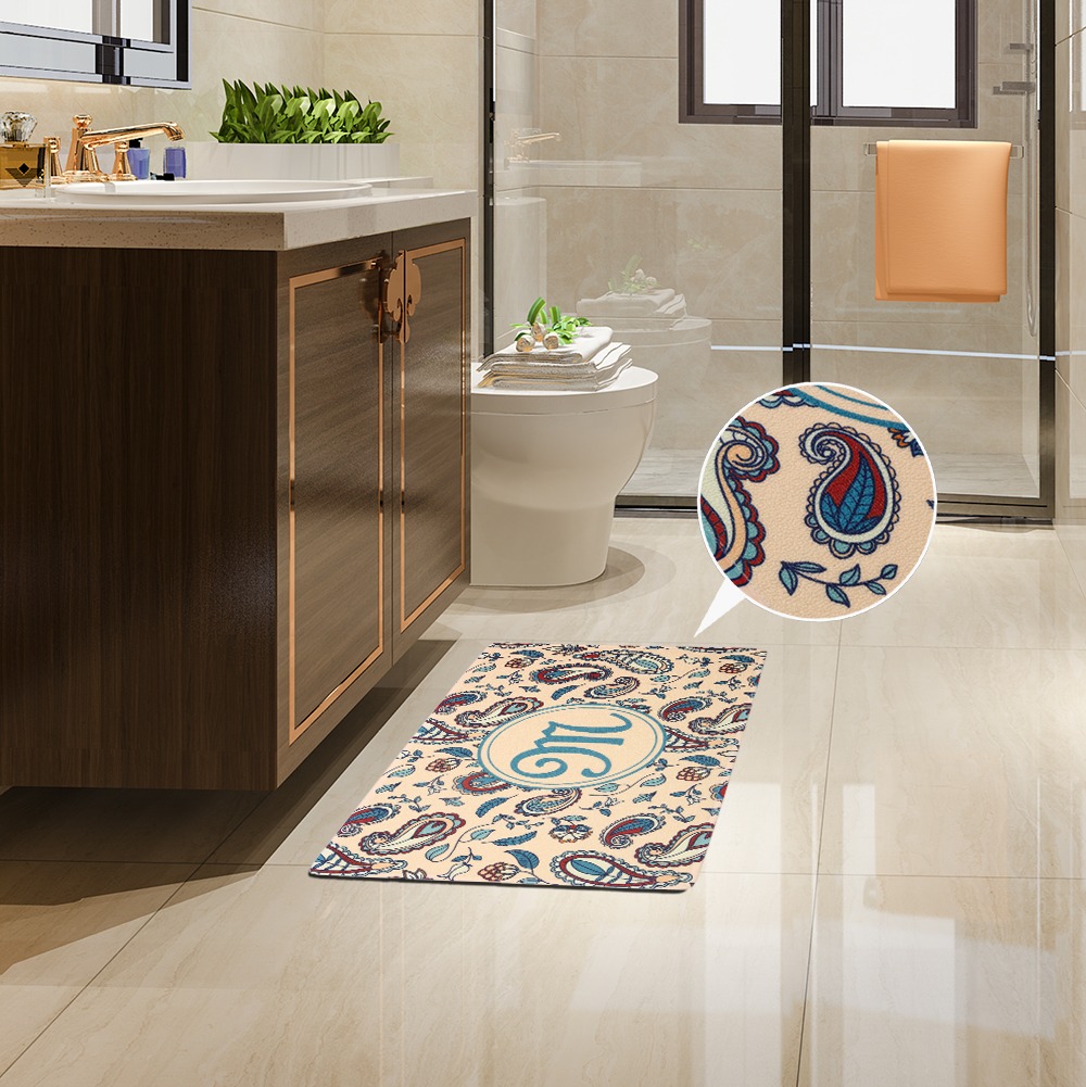 Looped floor mat in bathroom