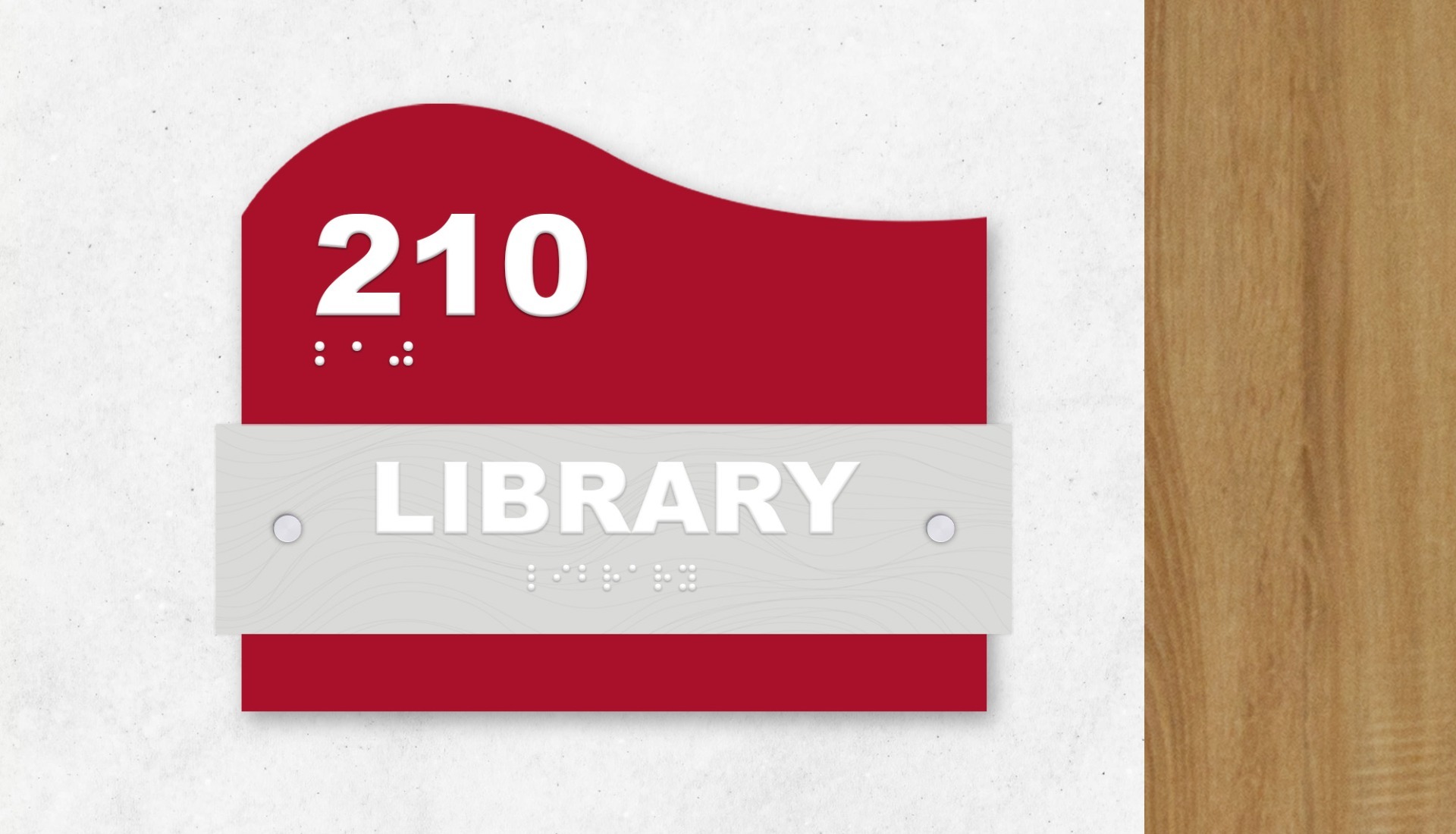 Library sign with braille