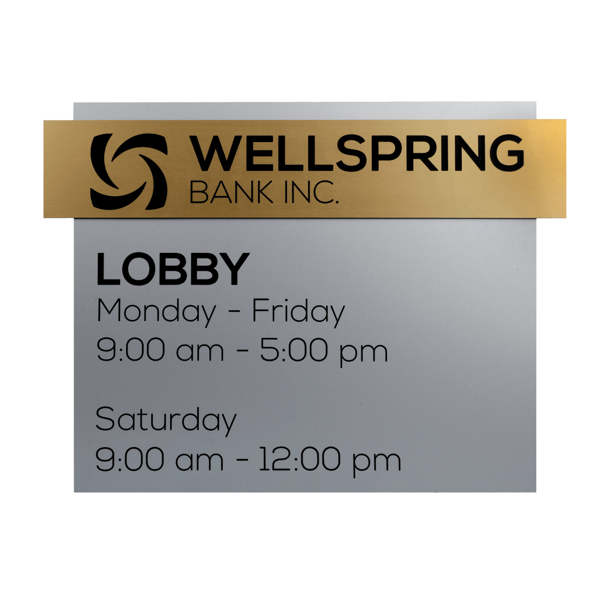 Wellspring bank lobby hours sign