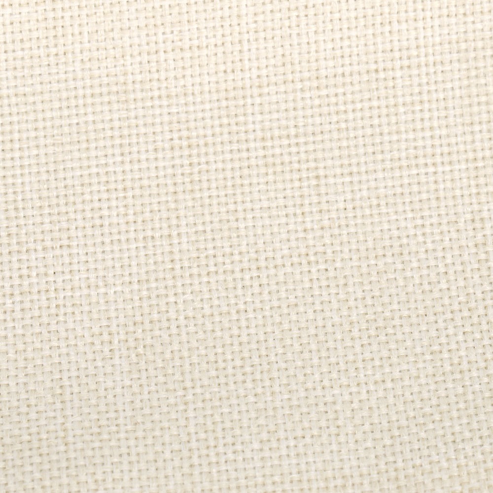 Close-up of a cream-colored linen fabric with a woven texture.