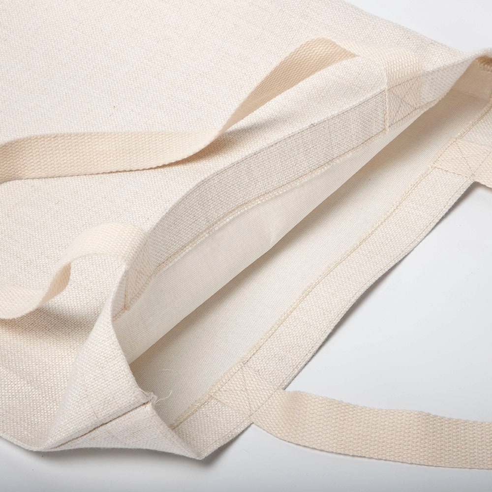 Top of linen tote bag