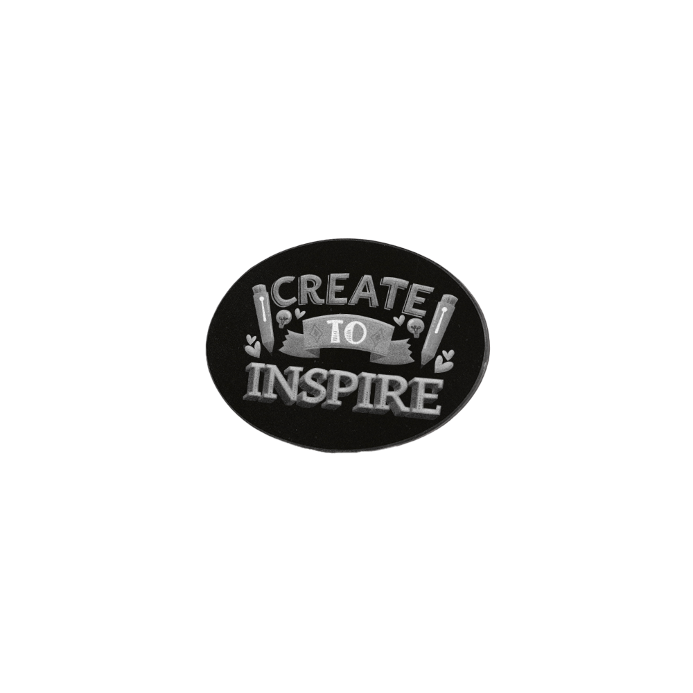 oval black granite tile with inspire quote