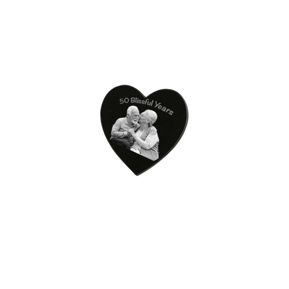heart black granite tile with couple and anniversary announcement