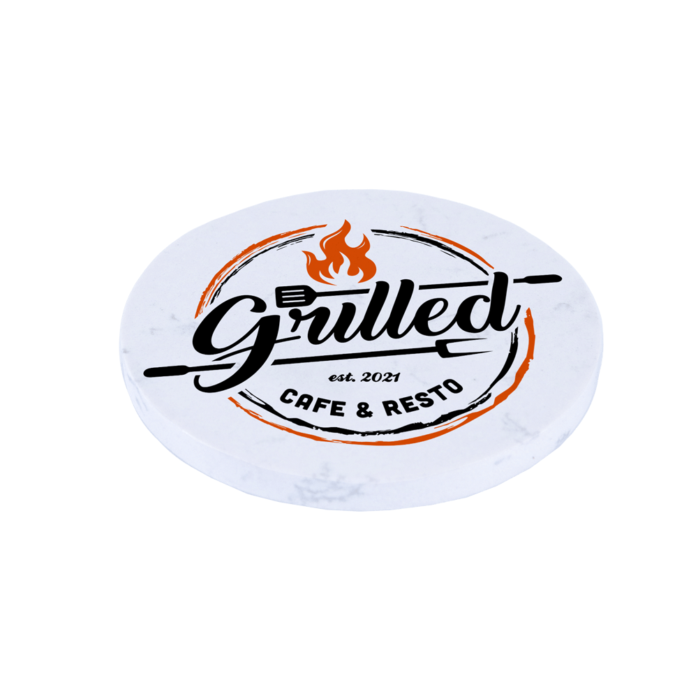 Round Sublimation Marble Coaster Grilled Café