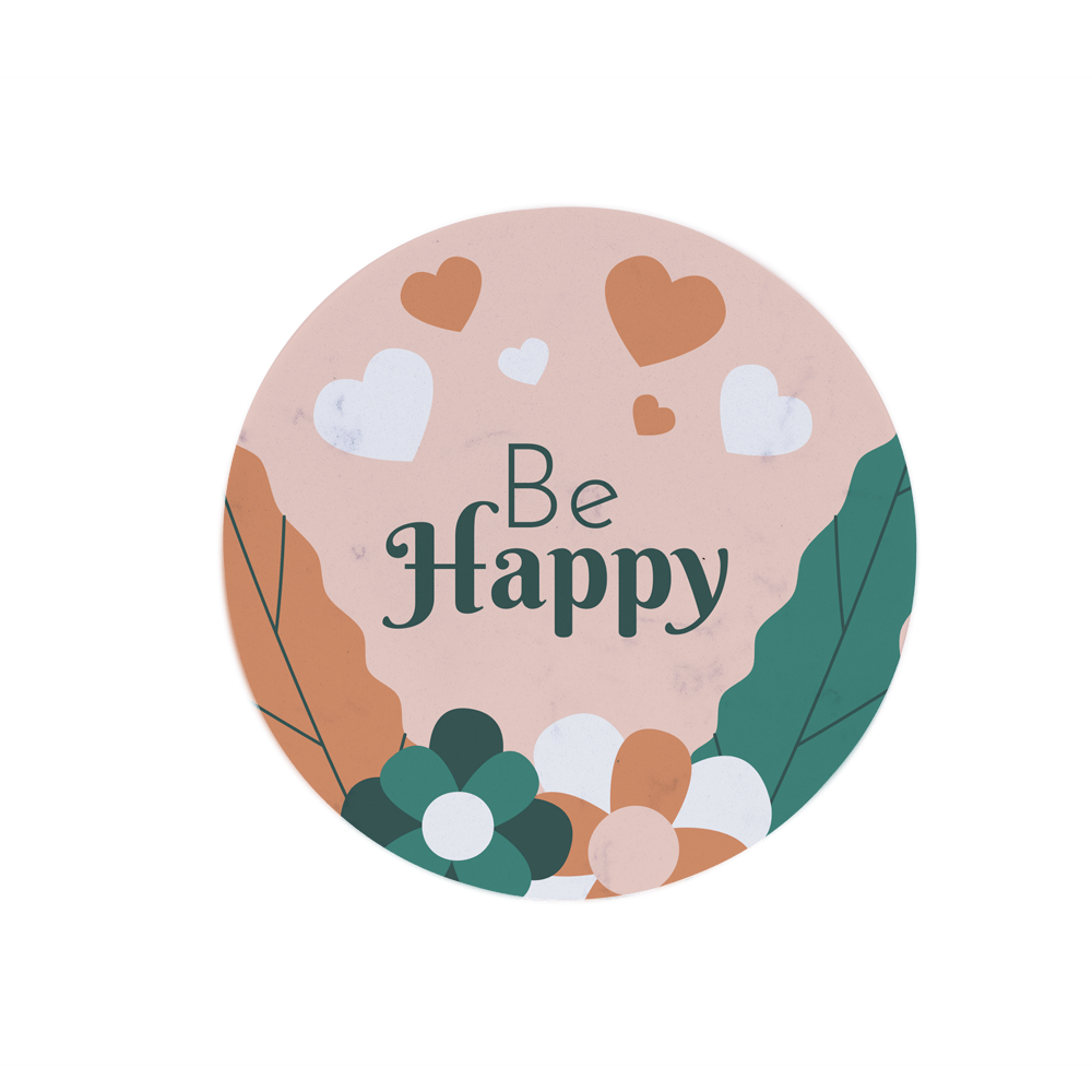 Round Sublimation Marble Coaster Be Happy