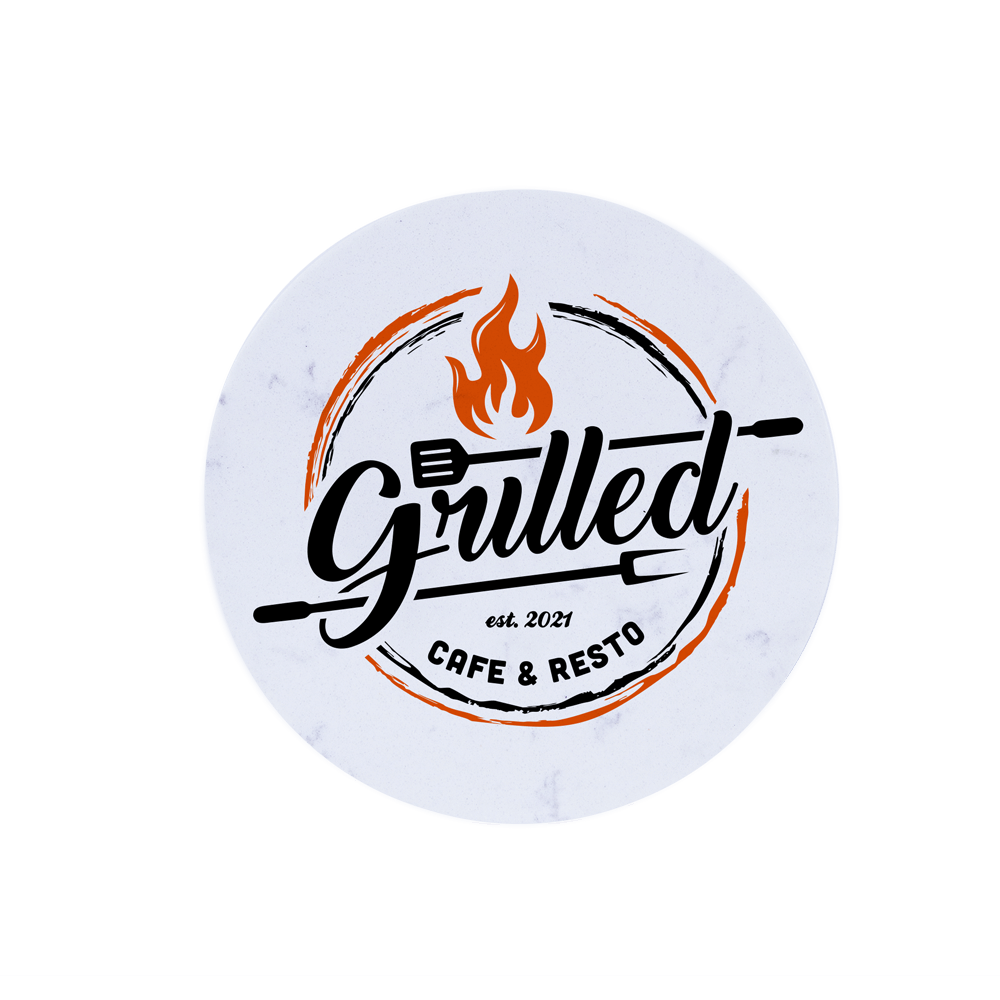 Round Sublimation Marble Coaster Grilled Café