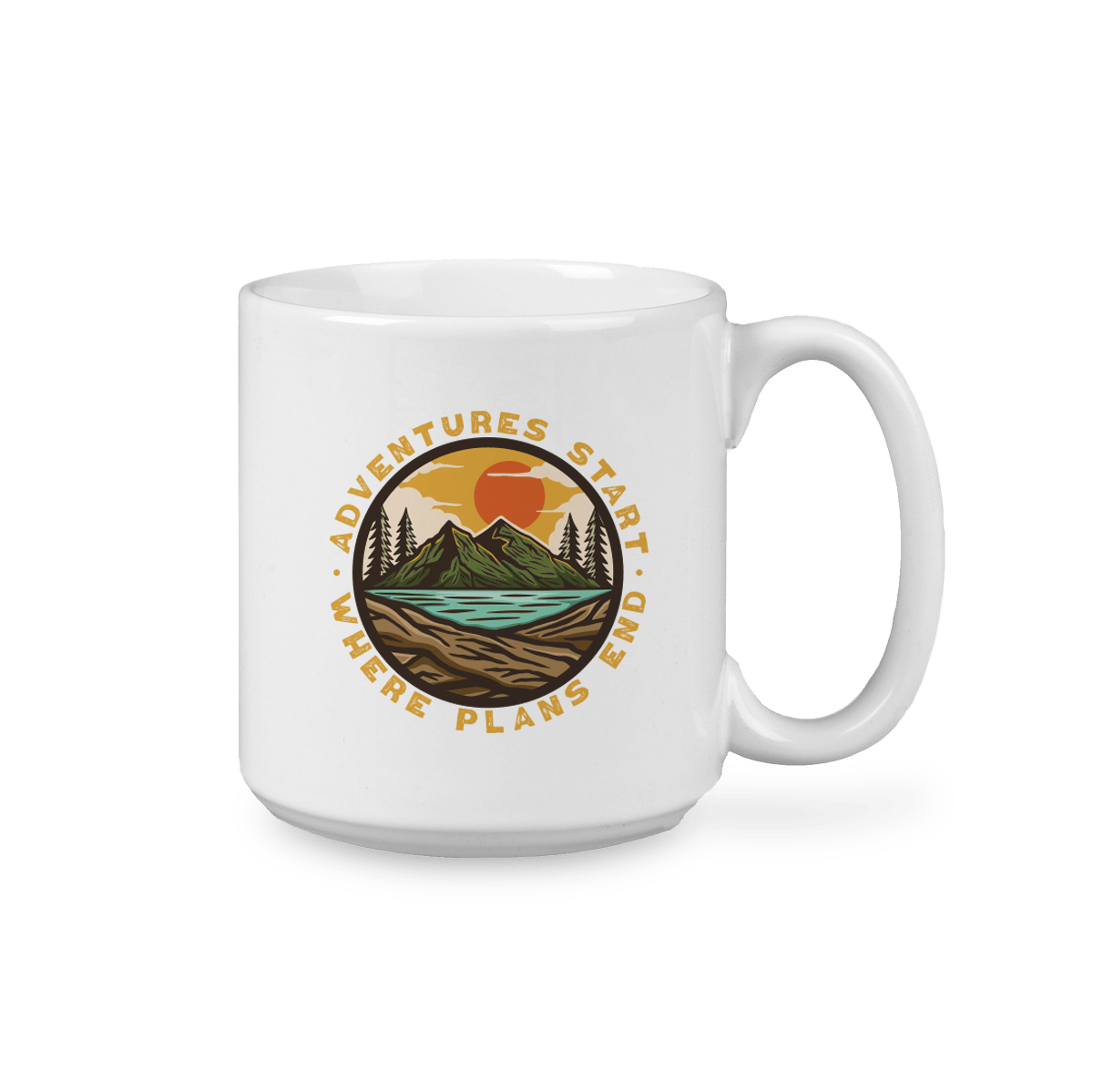 Mug with adventure design and saying