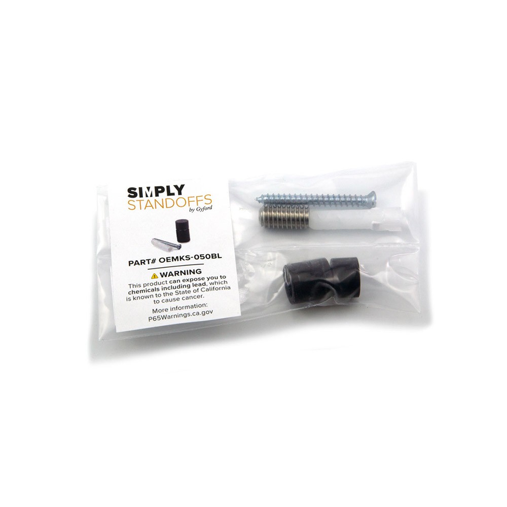1 standoff mounting hardware in black with one screw and threaded stud in package