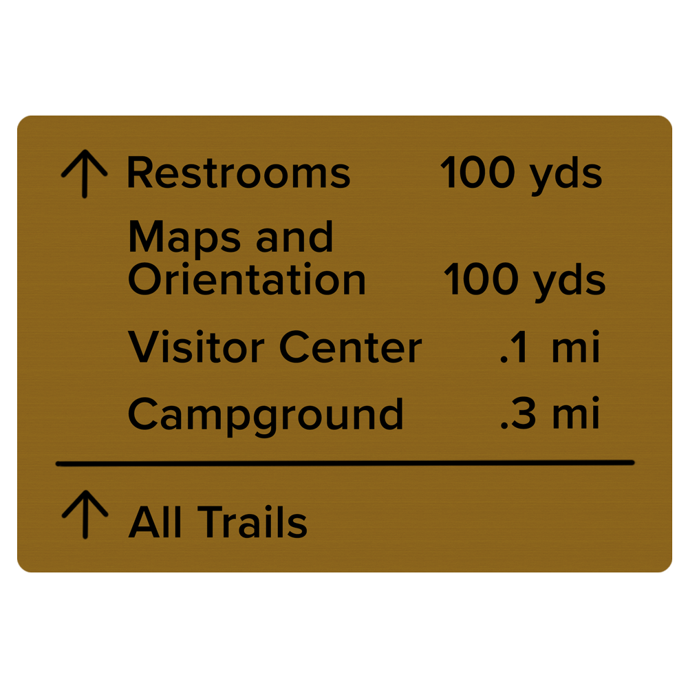 Gold and black Directional sign