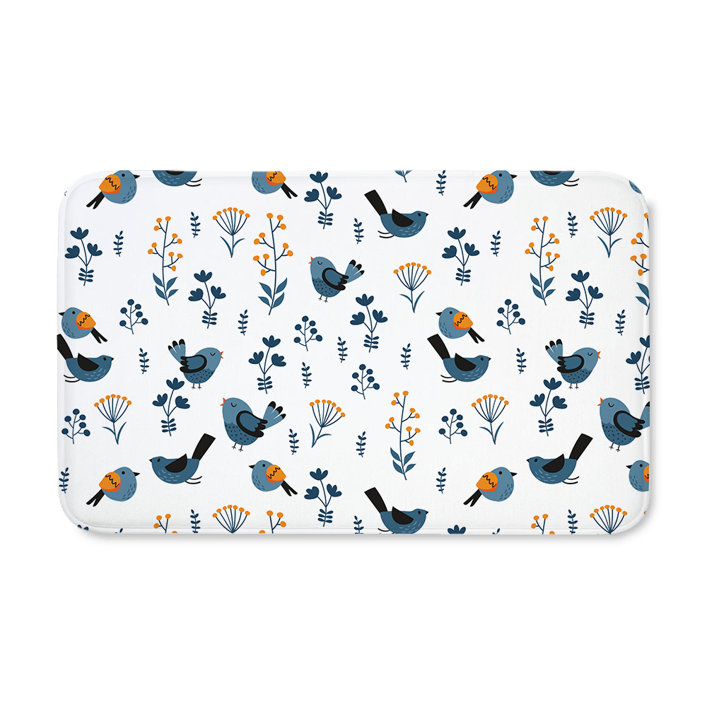 Plush floor mat with bird design