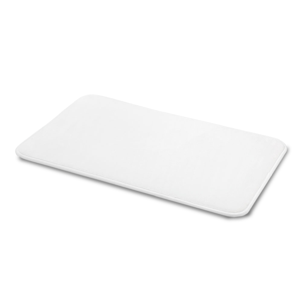 Blank white plush floor mat