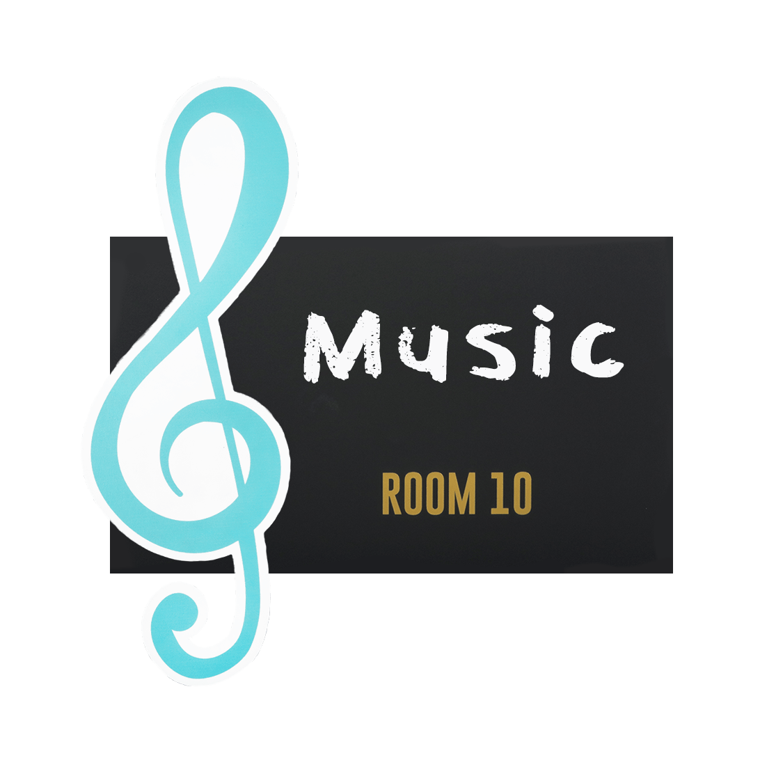 Message Board Room 10 Sign with Music Note
