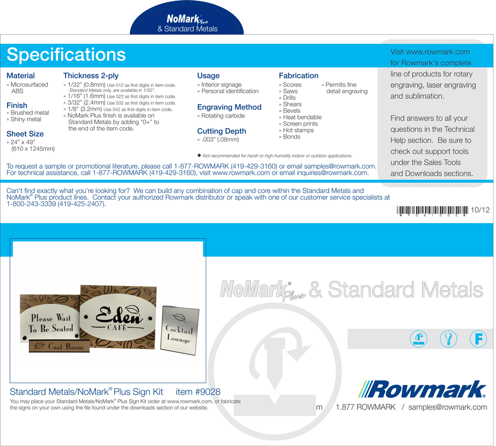 Rowmark Individual Product Lines Swatch Book Pages