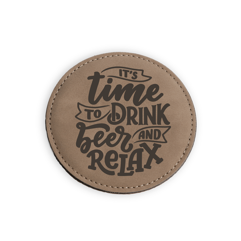 personalized faux leather coaster in color buckskin