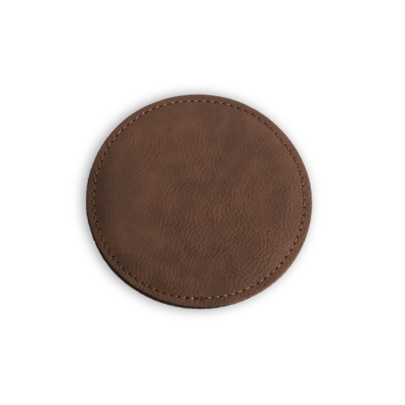 blank faux leather coaster in color bay brown