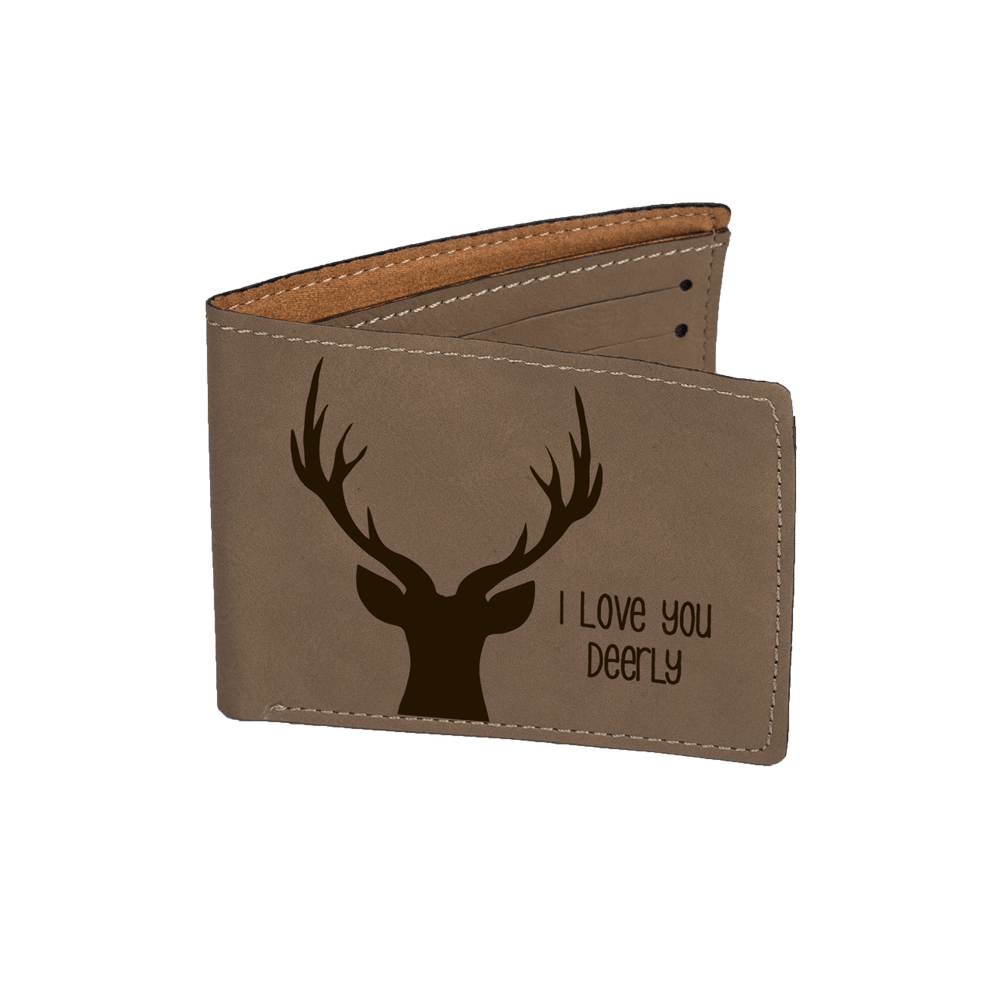 faux leather wallet in color buckskin