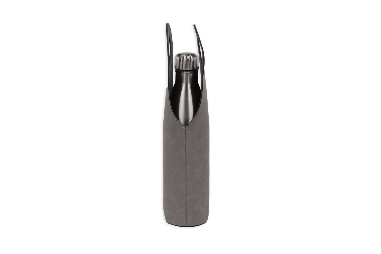 leather like wine tote in color iron gray