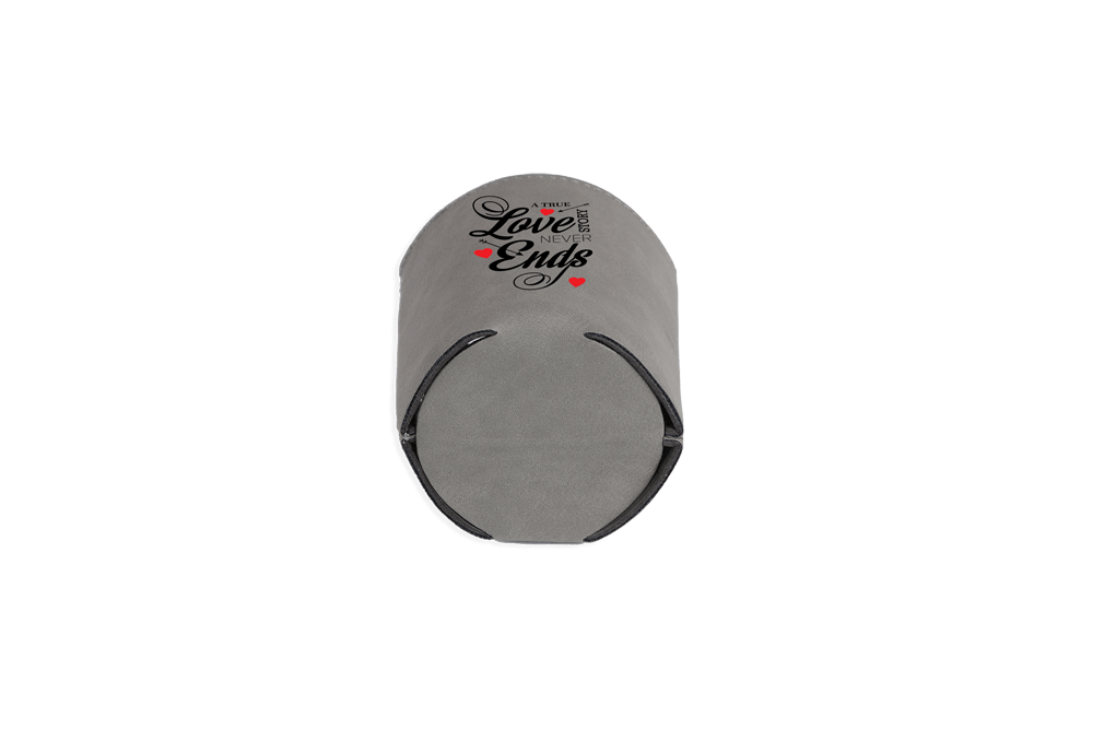 customized Saddle Collection leather-like Iron Gray can holders for laser engraving bottom view