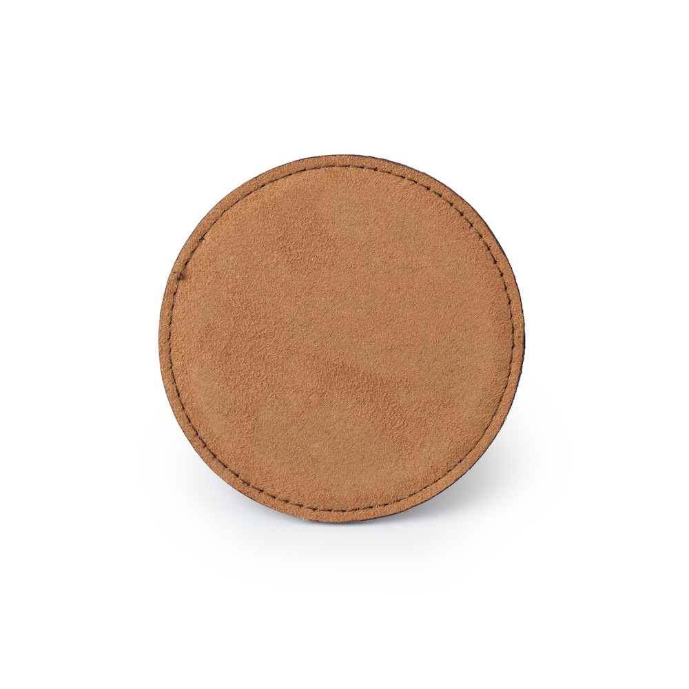 back of blank faux leather coaster in color buckskin