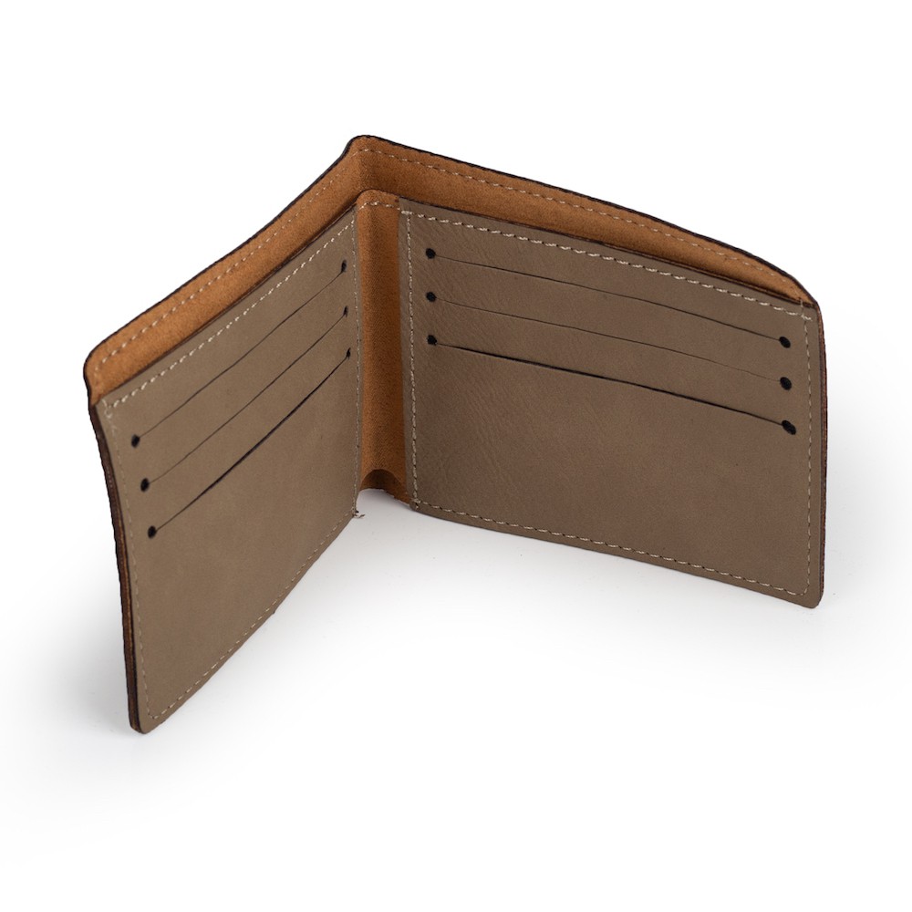 faux leather wallet in color buckskin