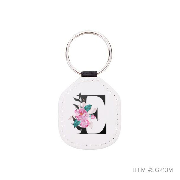 personalized white leather key chain