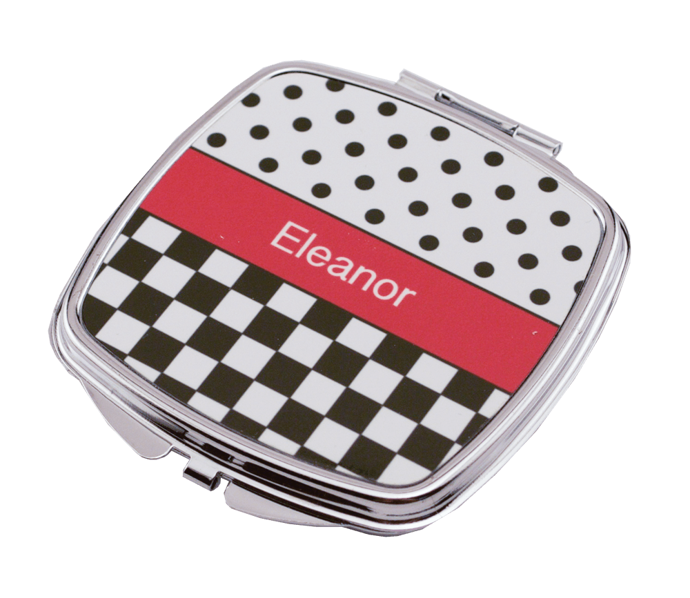 Square Compact Mirror with personalized aluminum insert