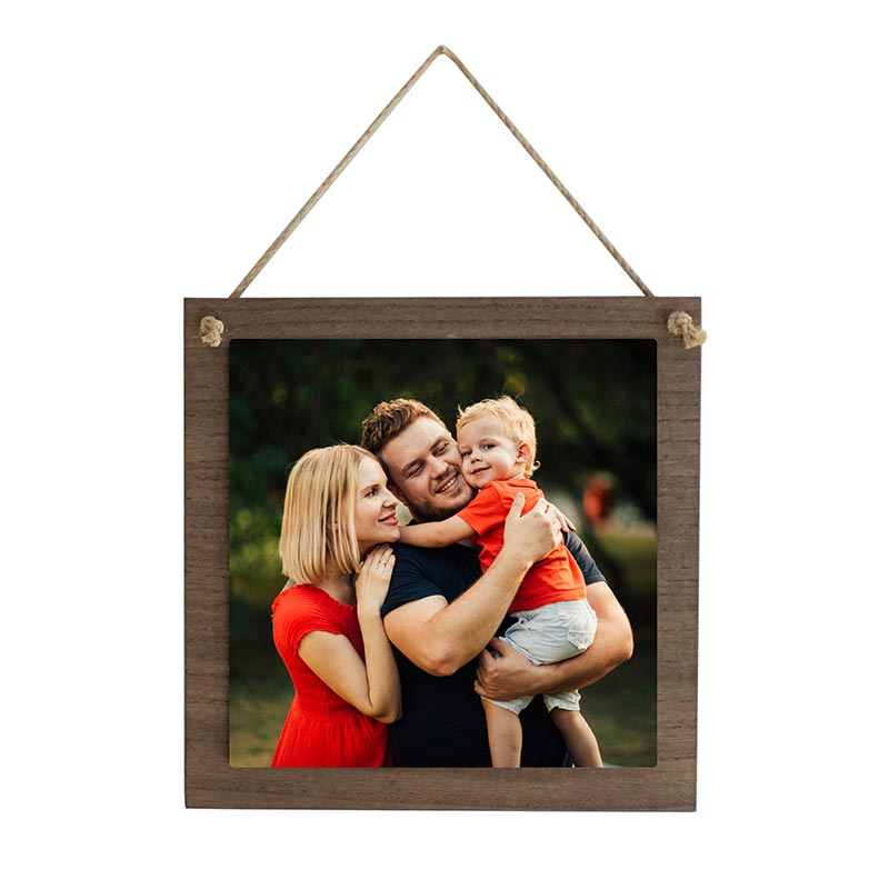 Hanging Wood Sign with personalized metal plate
