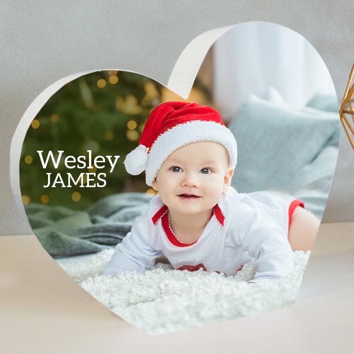personalized White Coated Wood Heart Block