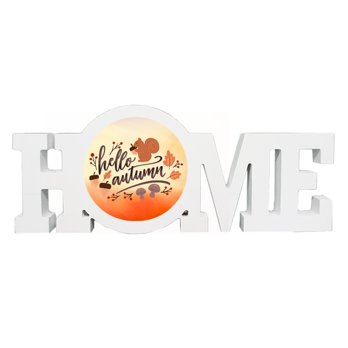 personalized White Coated Wood Block That says HOME