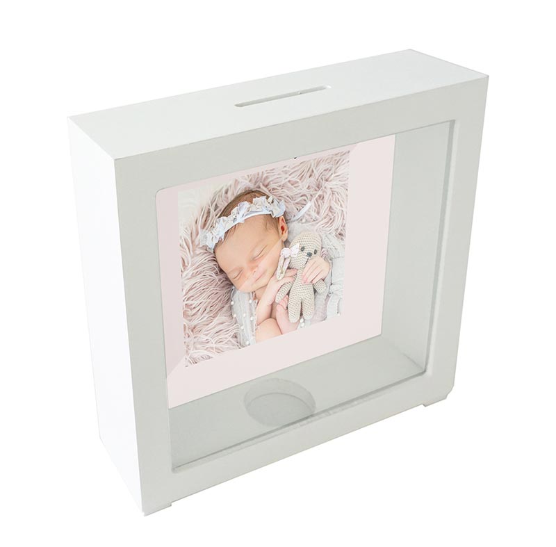 personalized white Shadow Bank Box
