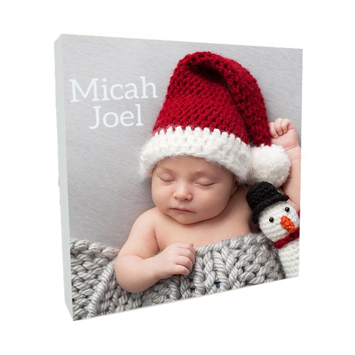 personalized white wood photo block