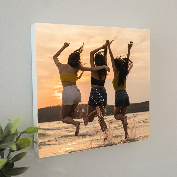 personalized white wood photo block