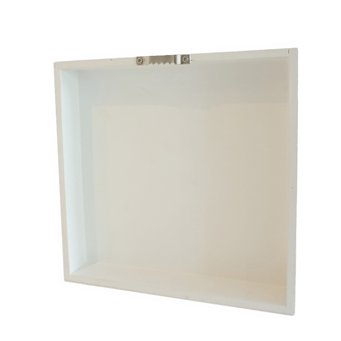 back of white wood photo block