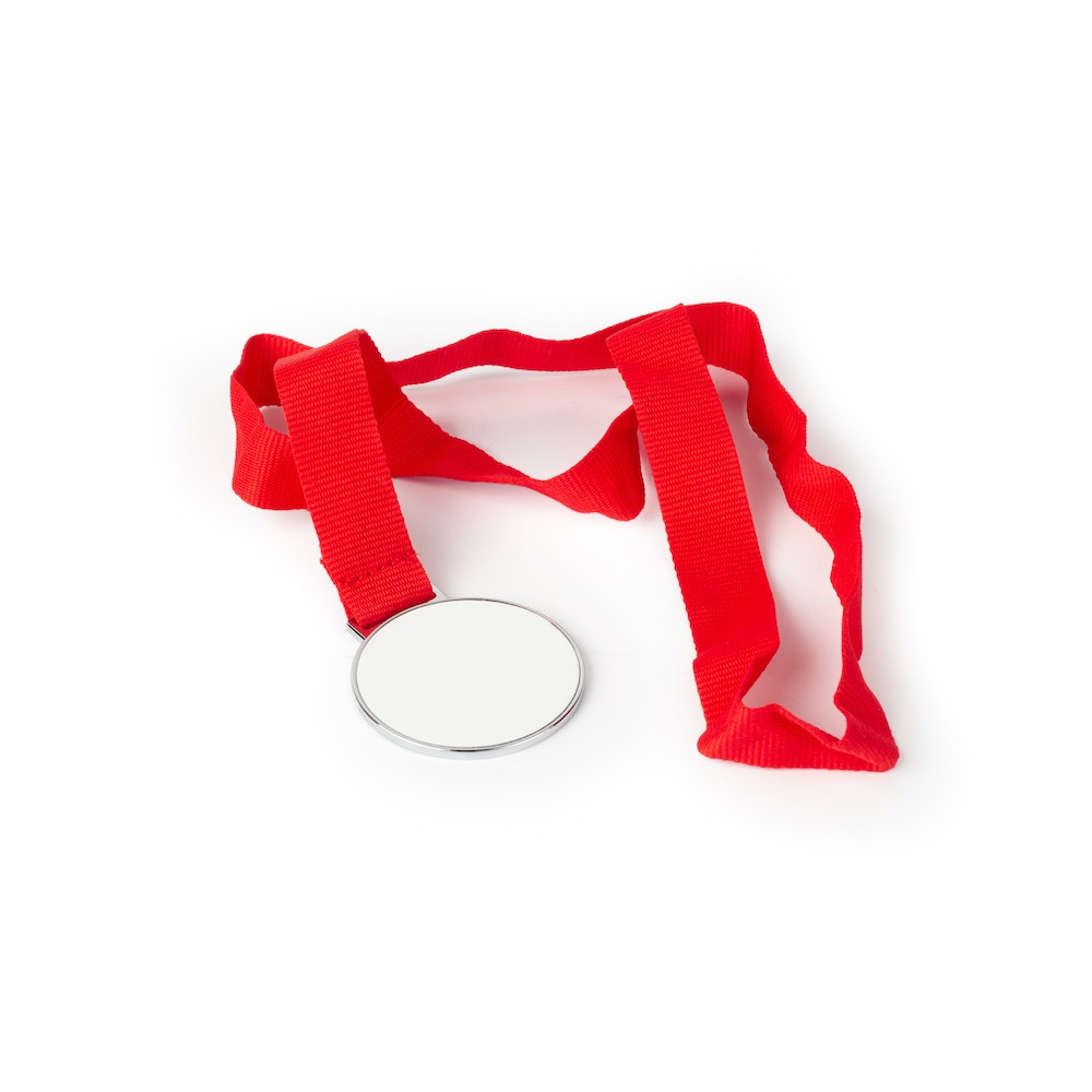 Silver Medal with Red Lanyard with Sublimatable Insert