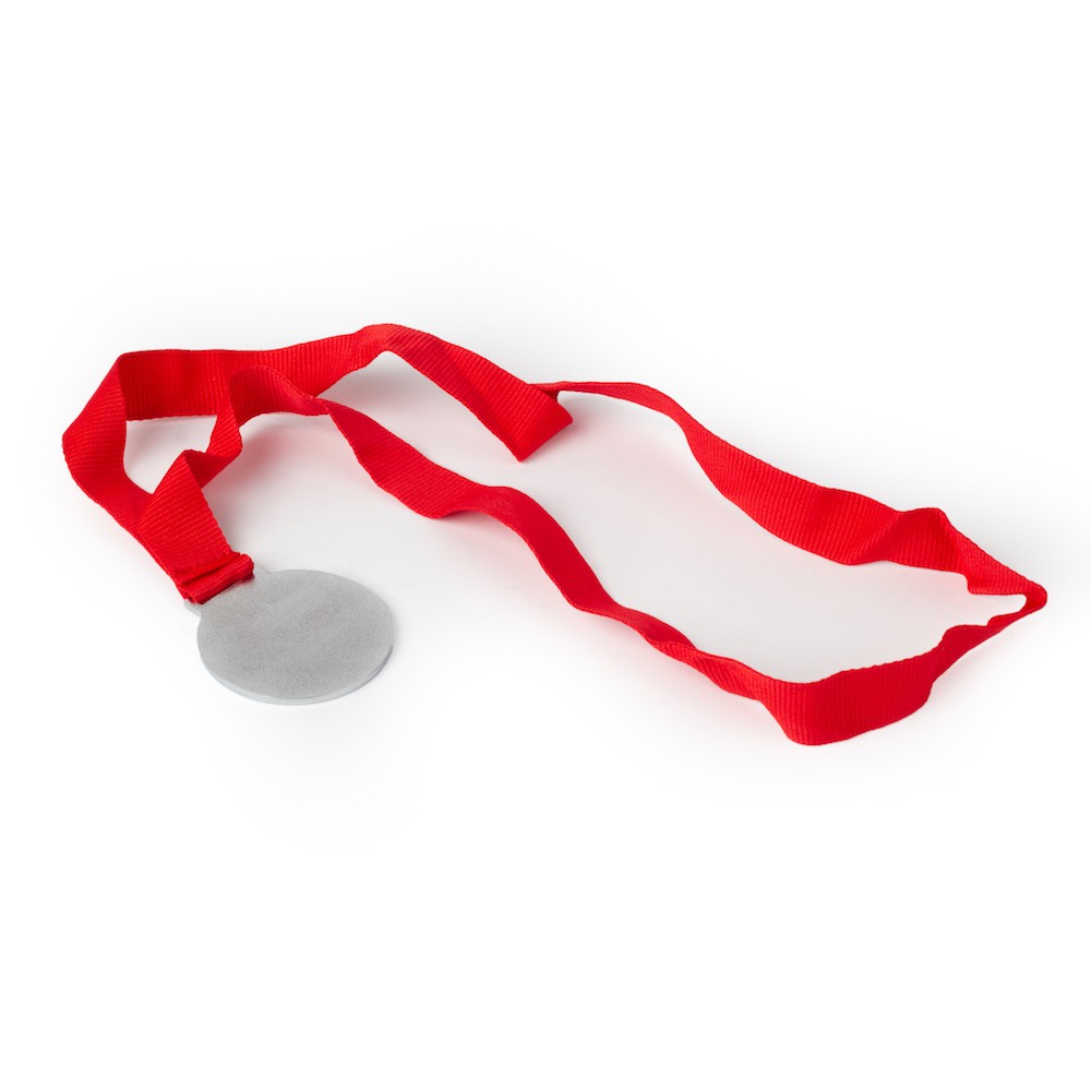 Silver Medal with Red Lanyard with Sublimatable Insert