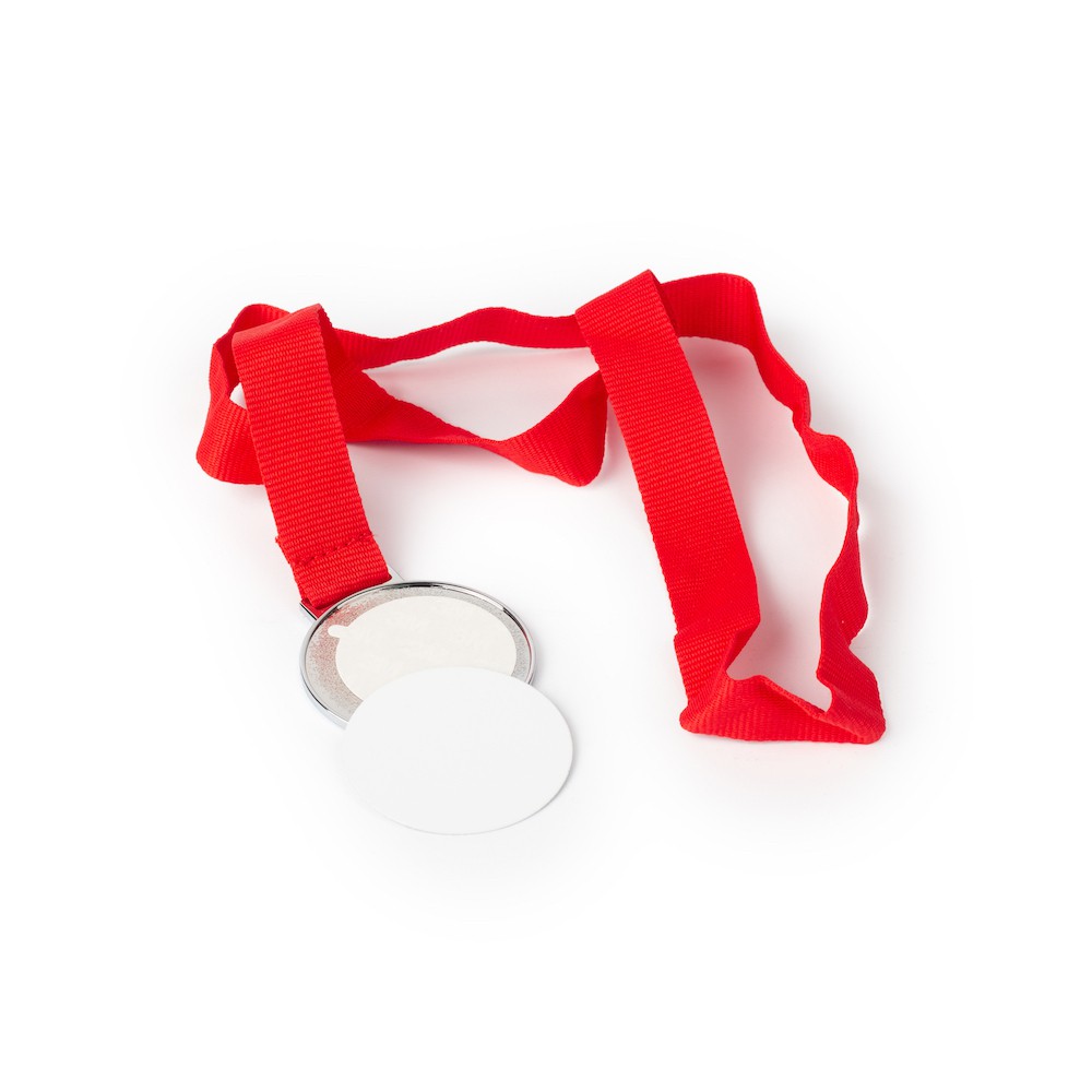 Silver Medal with Red Lanyard with Sublimatable Insert
