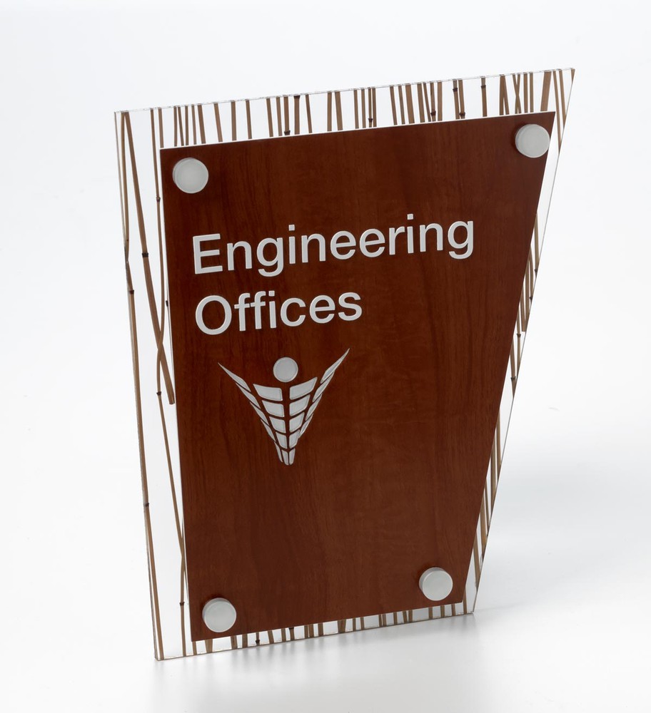 Office sign using standoffs