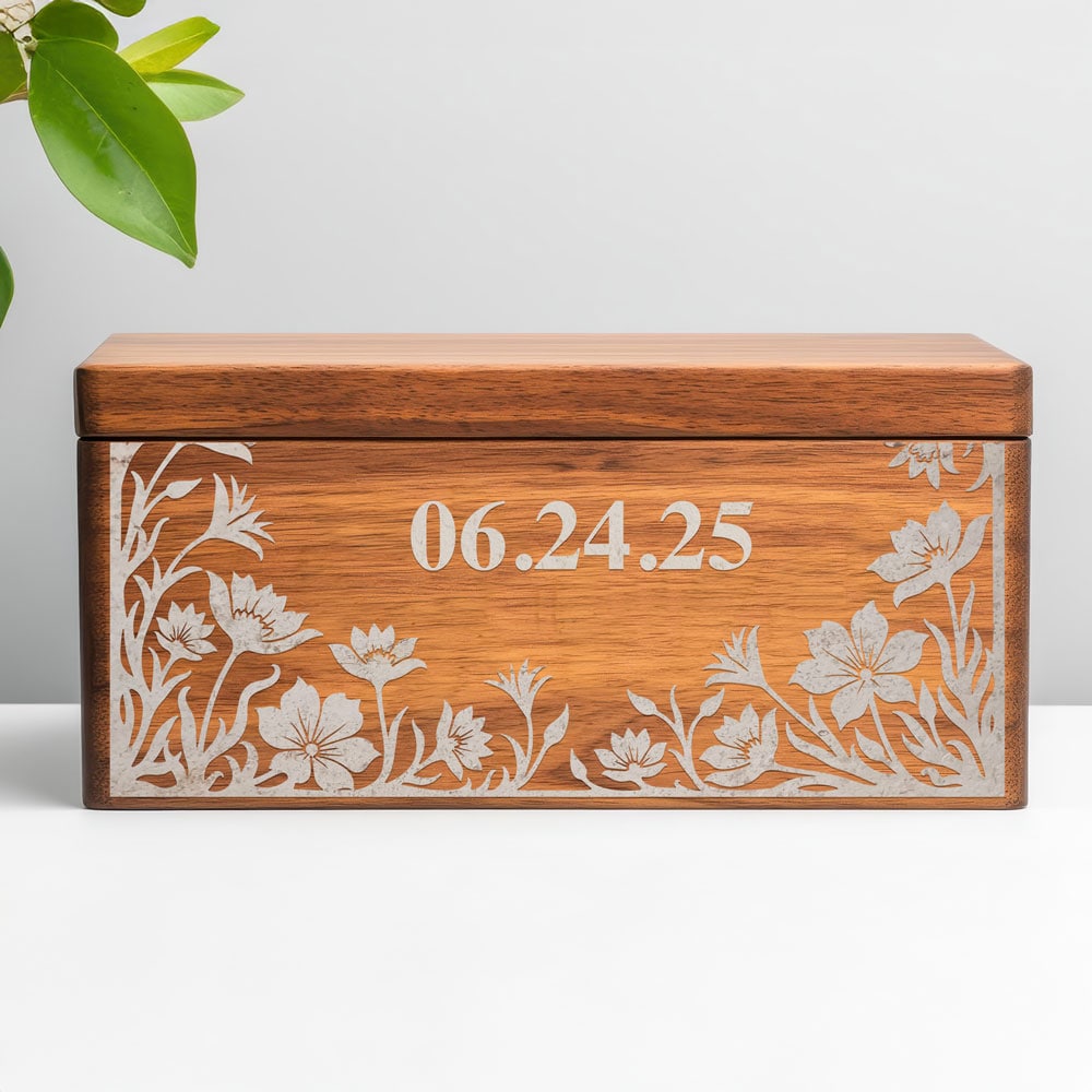 Personalized wood box on counter