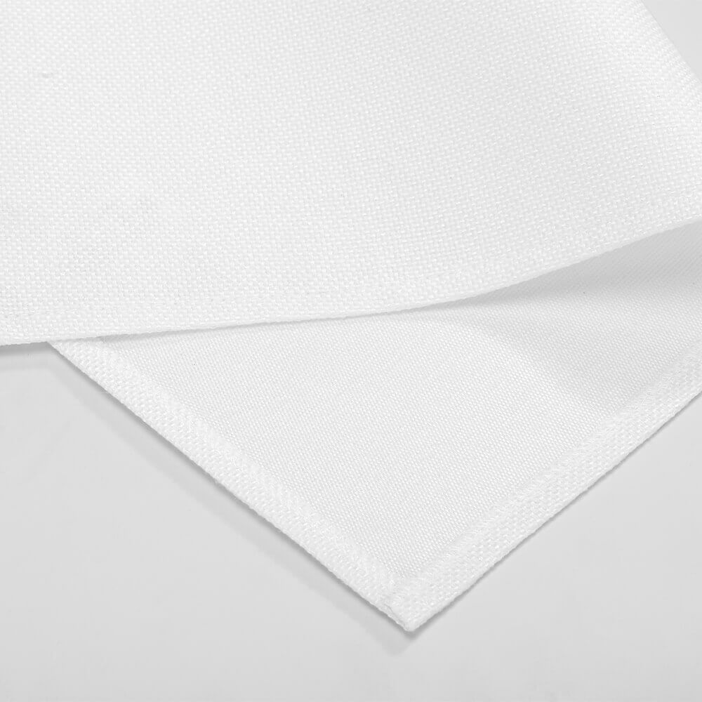 Blank white linen napkin folded over