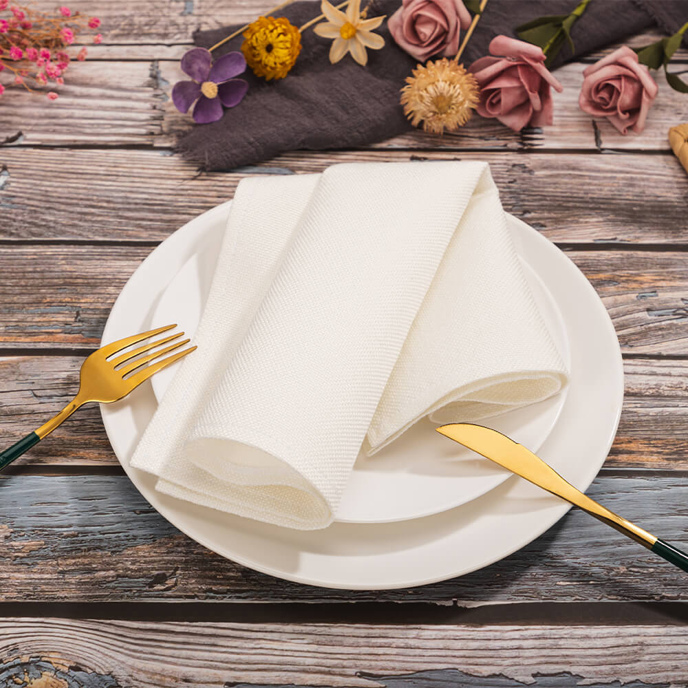 folded napkin on plate