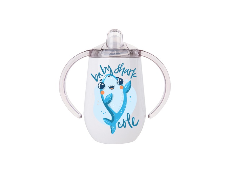 sippy cup with baby shark design sublimated